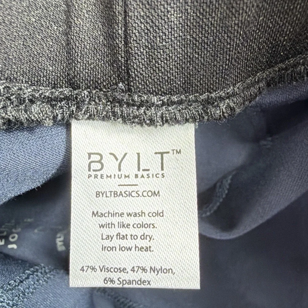 Bylt Pants Mens M Navy Blue Elite Joggers Drawstring Stretch Taper Performance